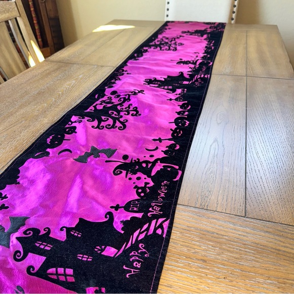 Halloween Table Runner, Purple/Black-Happy Halloween - Picture 3 of 6